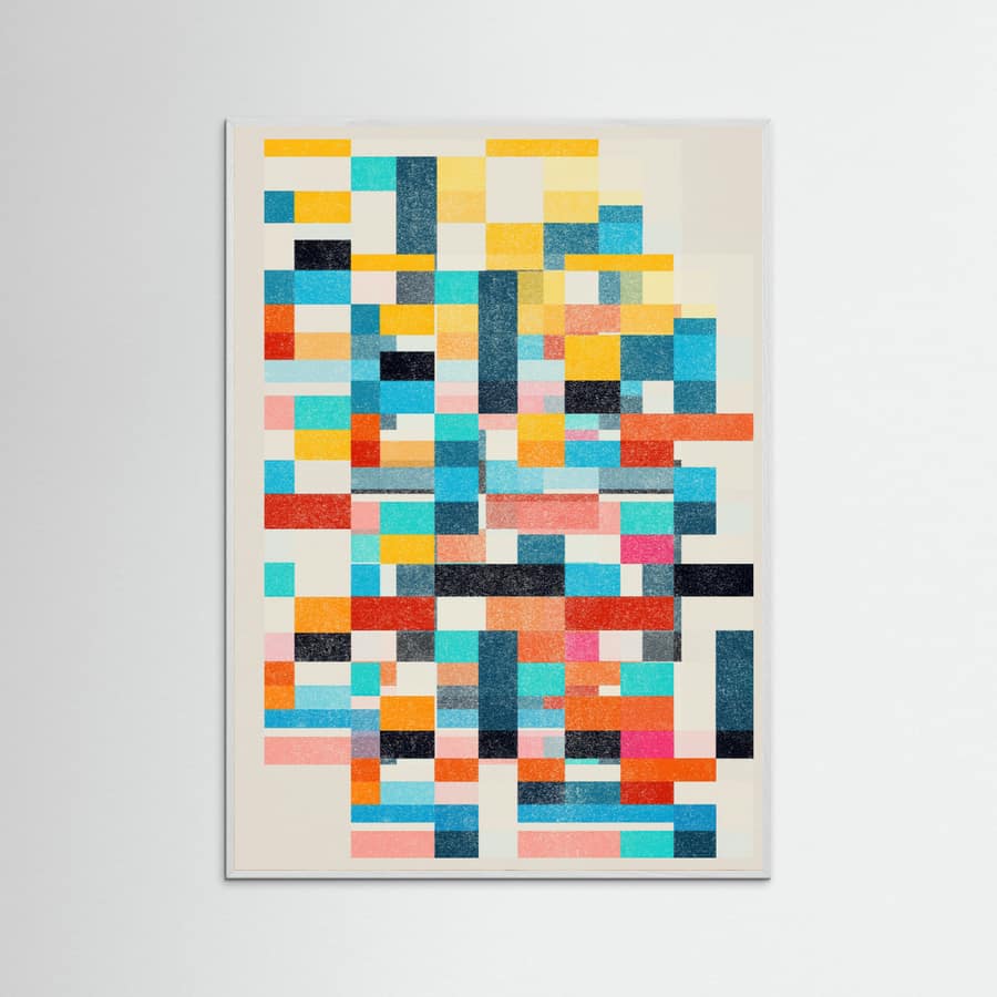 White Wood Colorful Pattern Poster