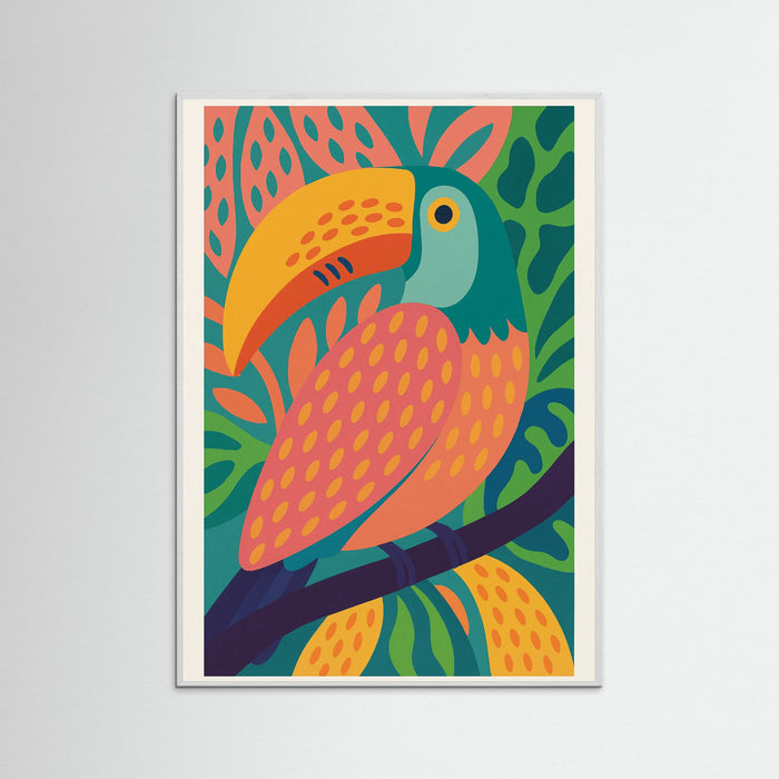 White Wood Colorful Toucan