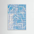 White Wood Contemporary Abstract In White and Blue Poster