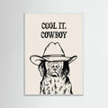White Wood Cool it Cowboy Black Poster