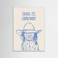 White Wood Cool it Cowboy Blue Poster