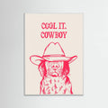 White Wood Cool it Cowboy Pink Poster