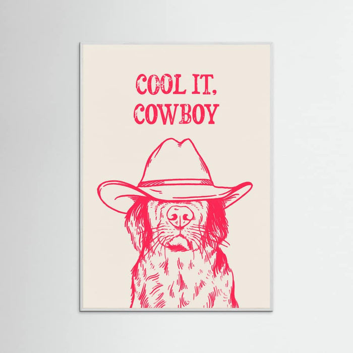 White Wood Cool it Cowboy Pink Poster