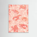 Coral and Lobster peachy fuzz pattern Poster – poster and art print