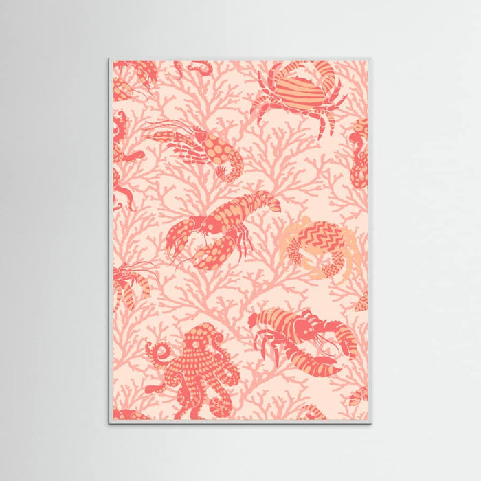 Coral and Lobster peachy fuzz pattern Poster – poster and art print