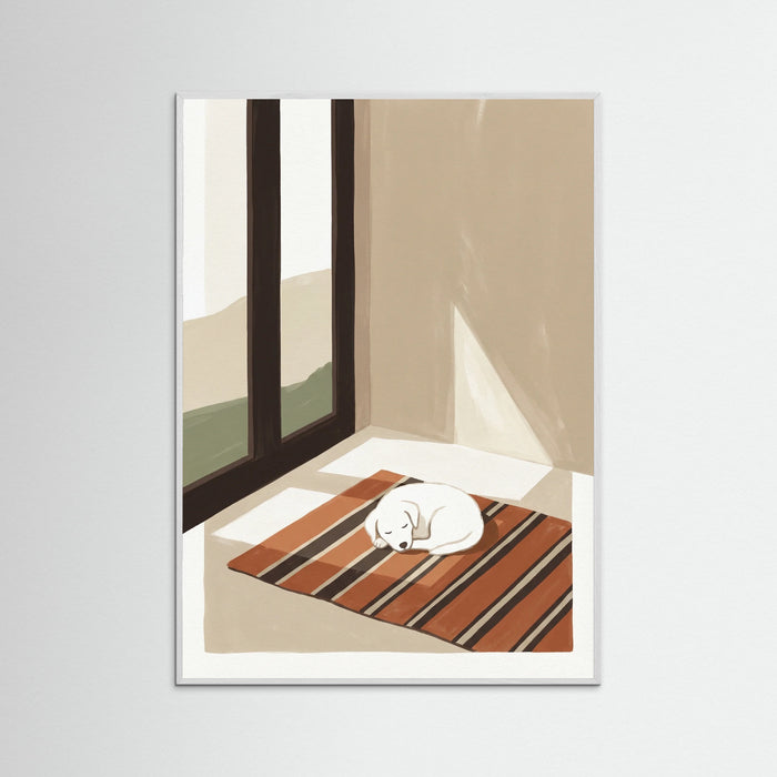 White Wood Cozy Cat Napping
