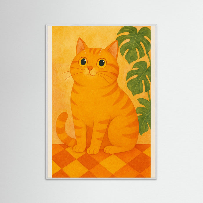White Wood Curious Cat