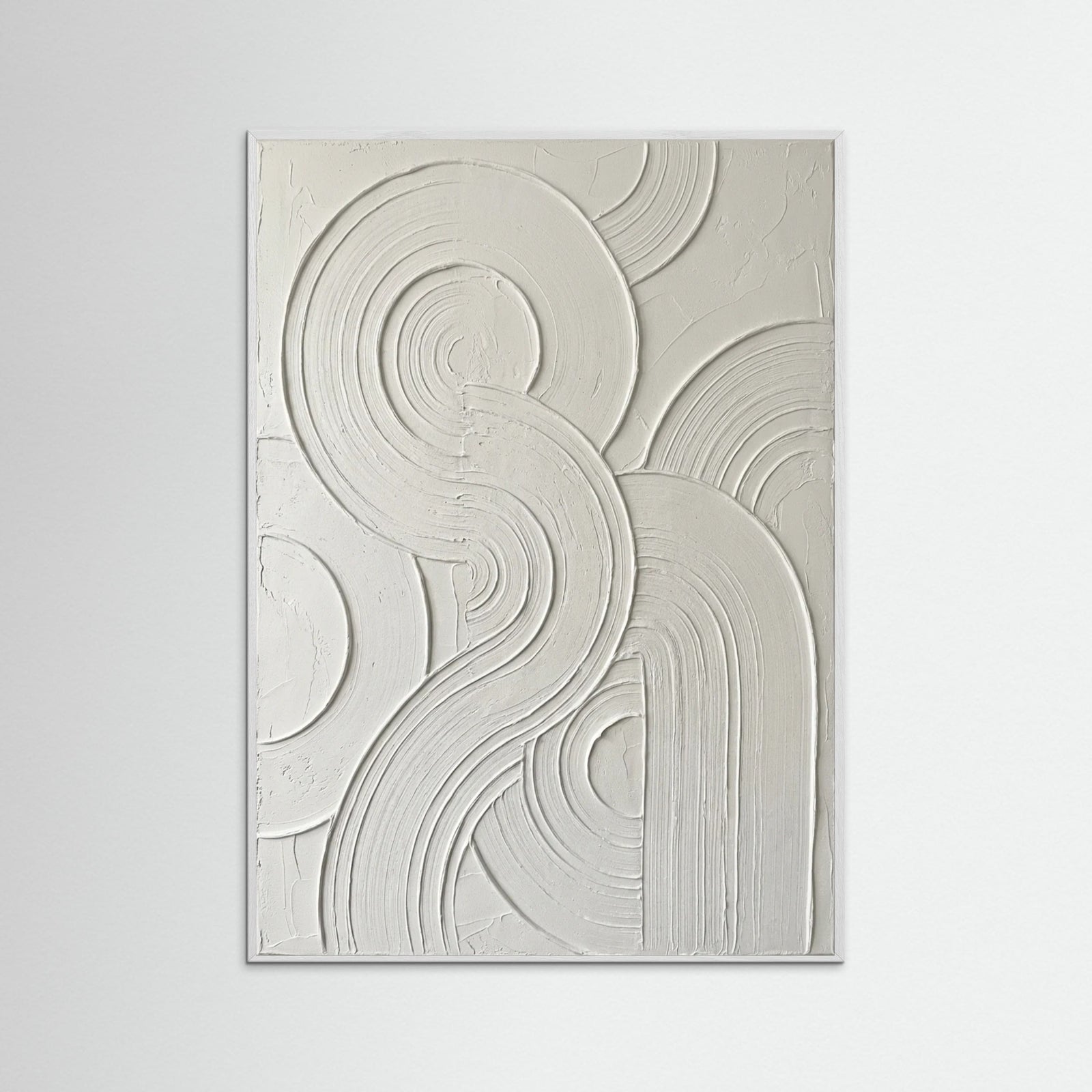 White Wood Curved Relief