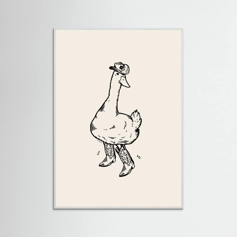 White Wood Duck wearing Western Boots Poster