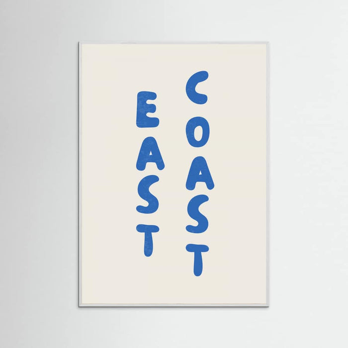 East Coast Vertical Text Bold Blue Poster – plakat og kunsttryk