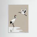 White Wood Elegant Cranes