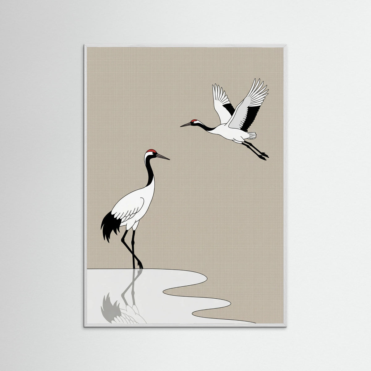 White Wood Elegant Cranes