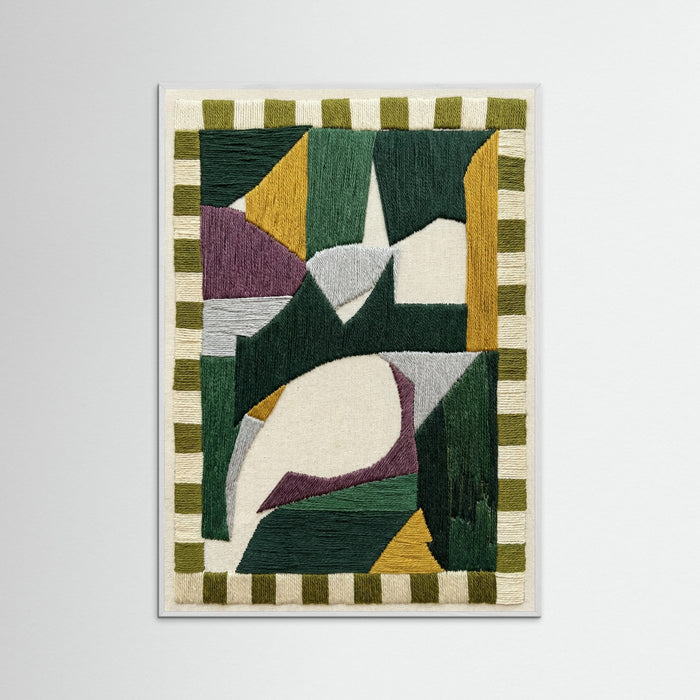 White Wood Embroidered Geometry