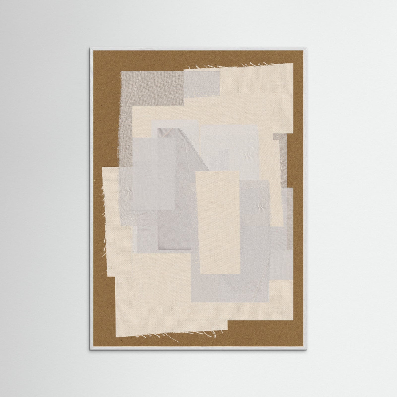 White Wood Fabric Pattern Collage No.6 Poster