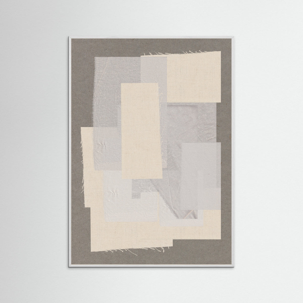 White Wood Fabric Pattern Collage No.7 Poster