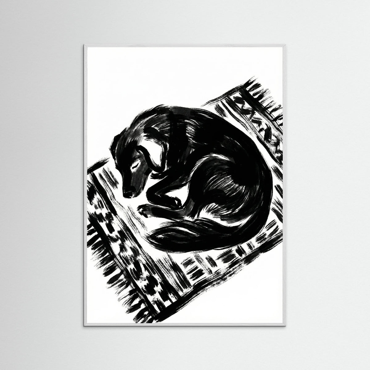 White Wood Feline Repose Black