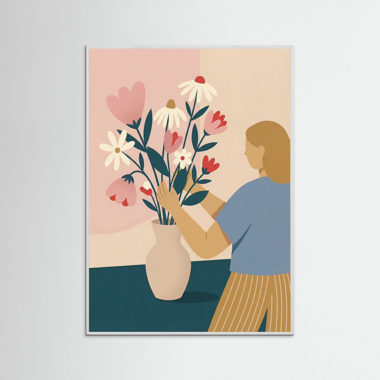 White Wood Floral Embrace