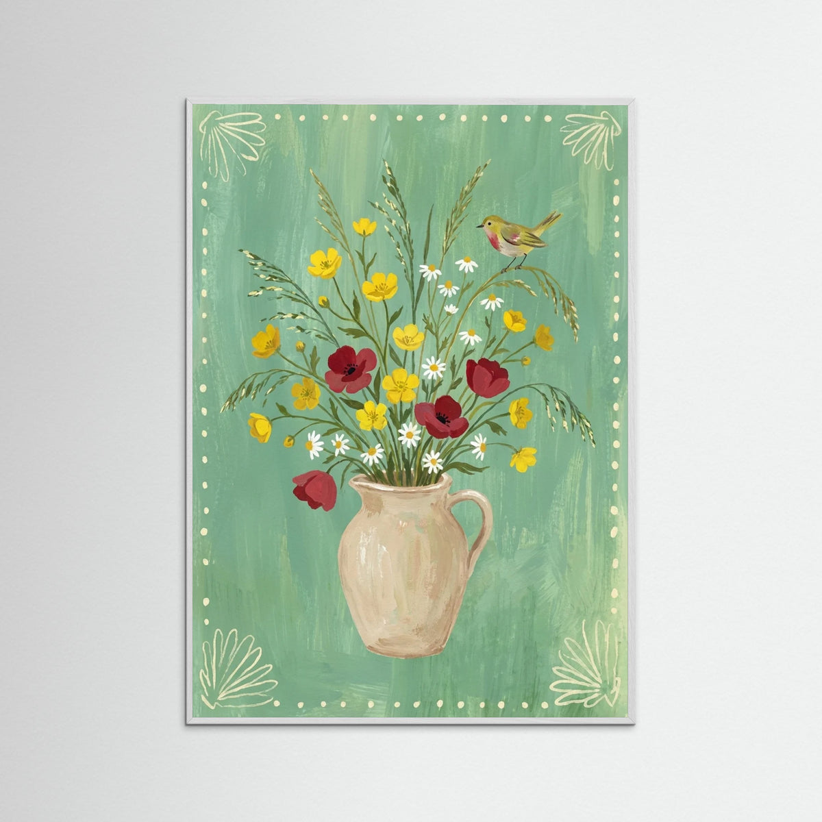 White Wood Floral Embrace