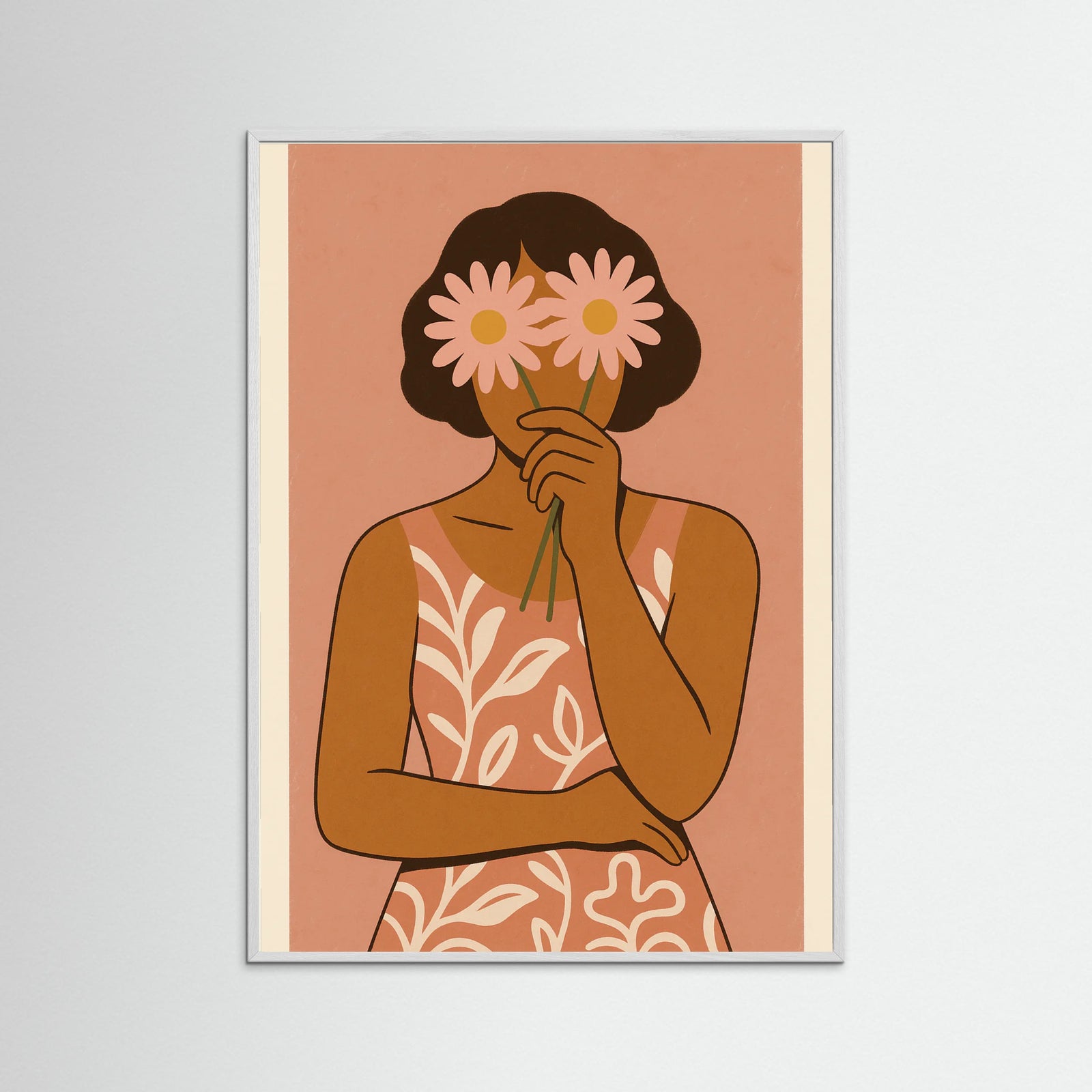 White Wood Floral Portrait