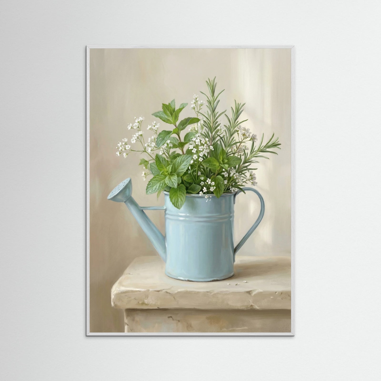 White Wood Floral Teacup Serenity