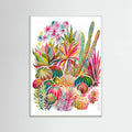 White Wood Flowering Succulent and Cacti Garden Poster