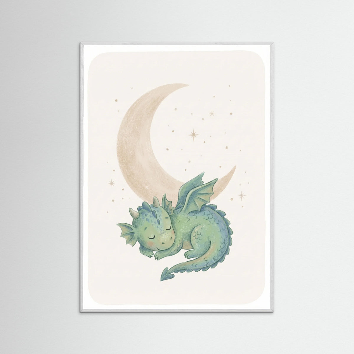 White Wood Friendly Dino Moon