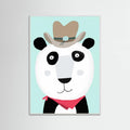 White Wood Funny Panda with Cowboy Hat by Artist Carla Daly Poster