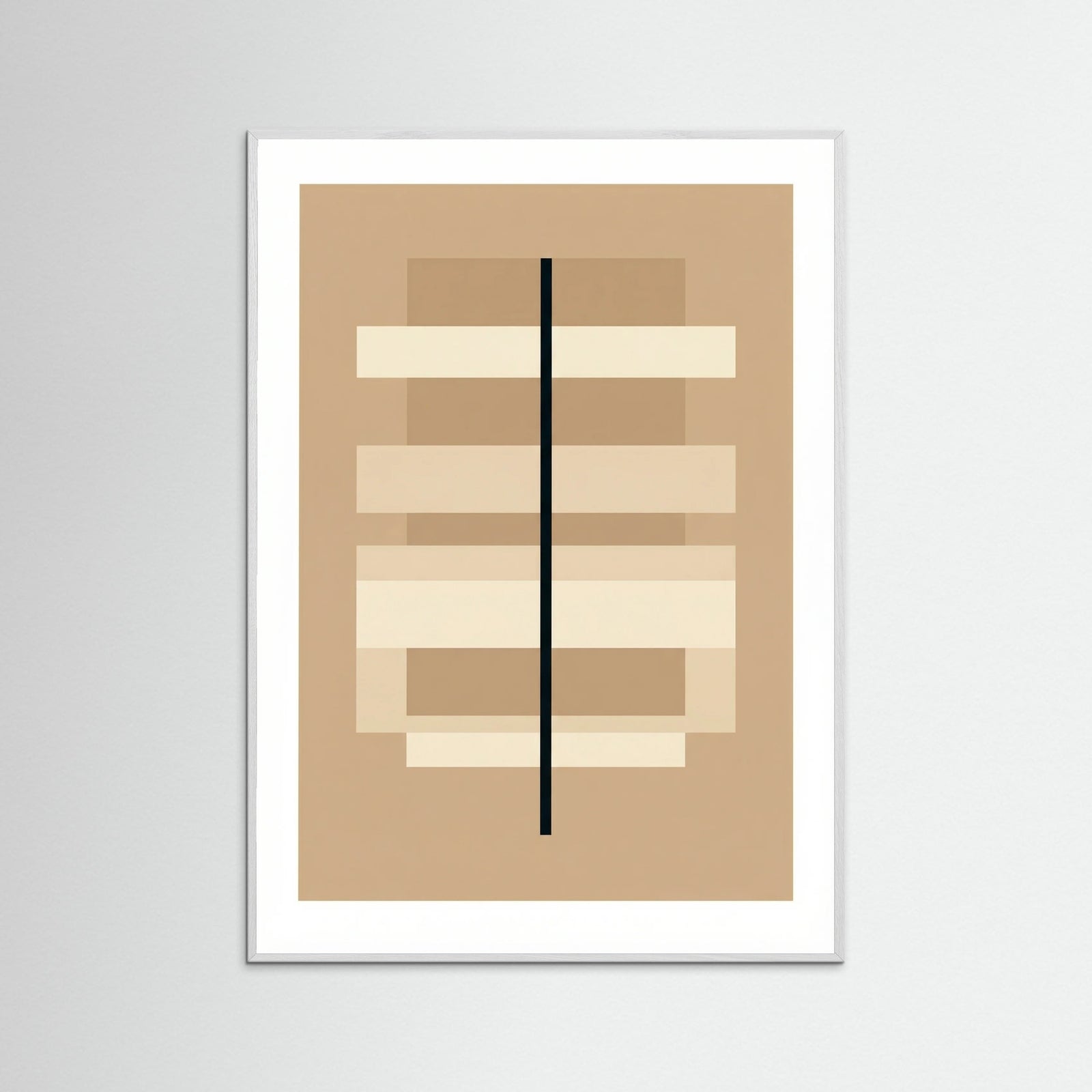 White Wood Geometric Balance Beige