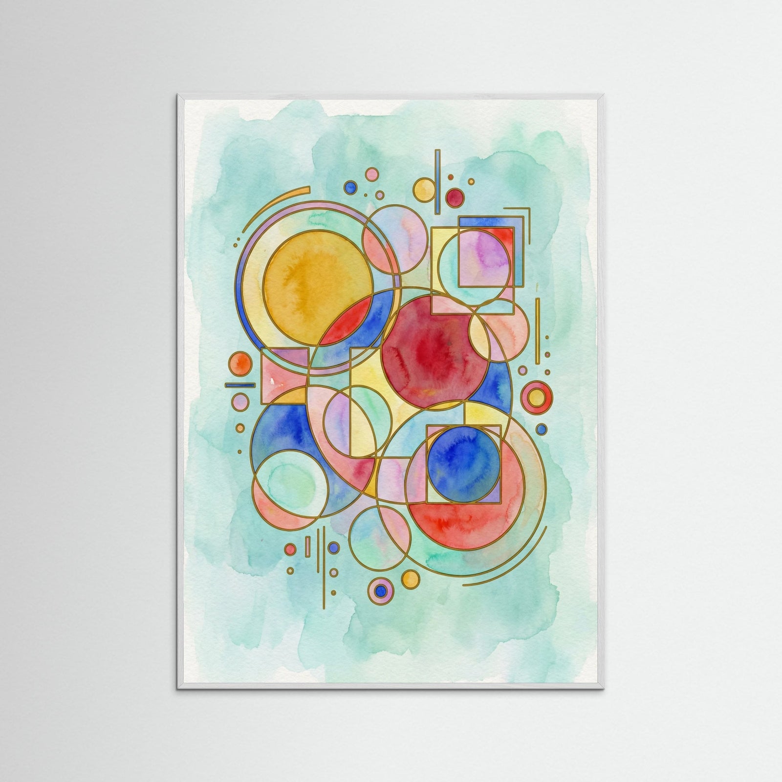 White Wood Geometric Harmony Green