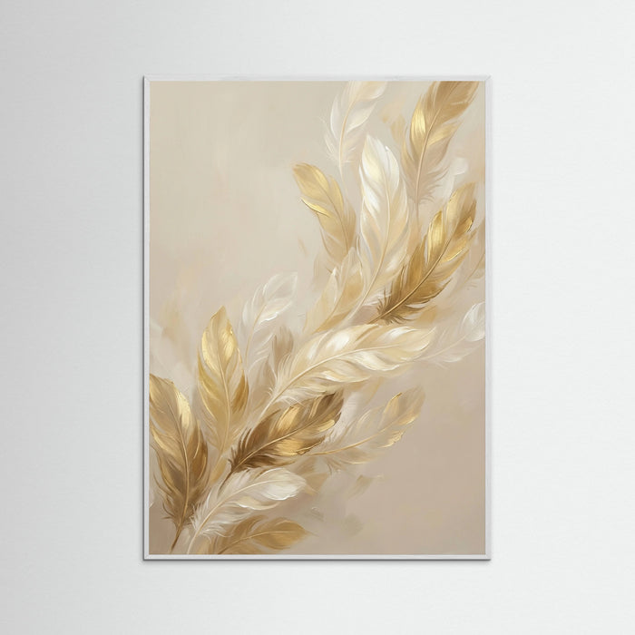 White Wood Gilded Feather Ascent