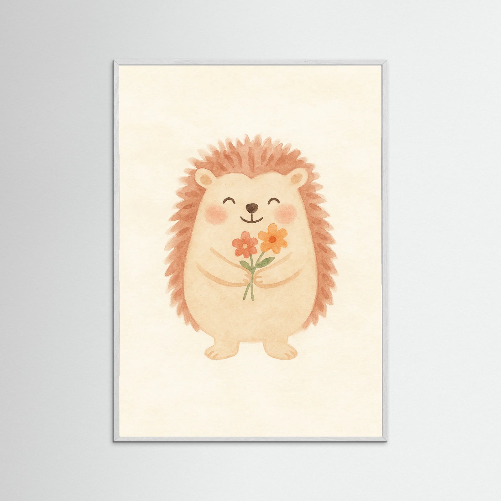 White Wood Happy Hedgehog