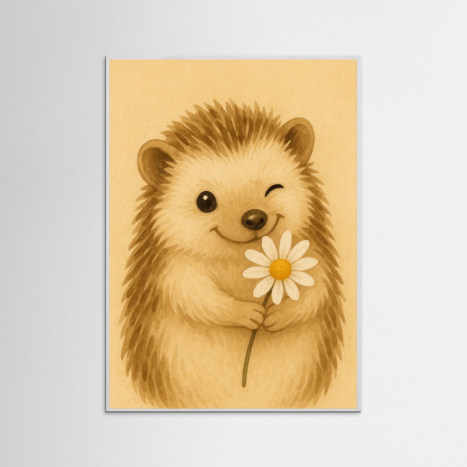 White Wood Hedgehog With Flower