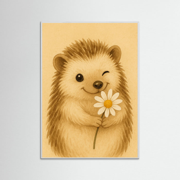 White Wood Hedgehog With Flower