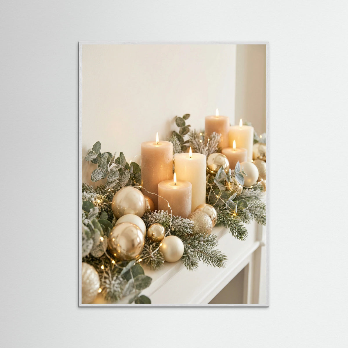 White Wood Holiday Gold Glow