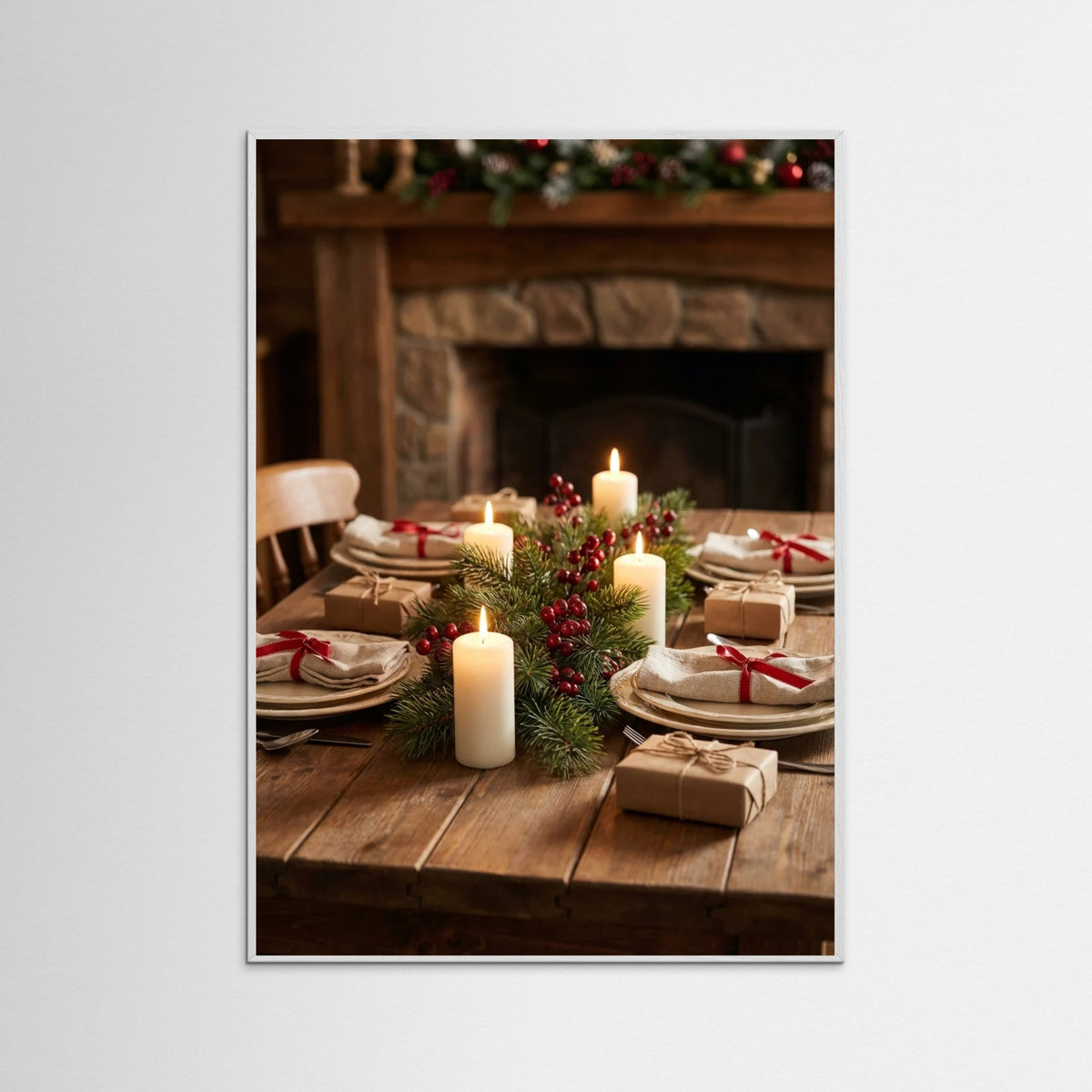 White Wood Holiday Hearth