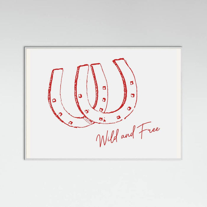 Horseshoe Wild and Free Red Poster – plakat og kunsttryk