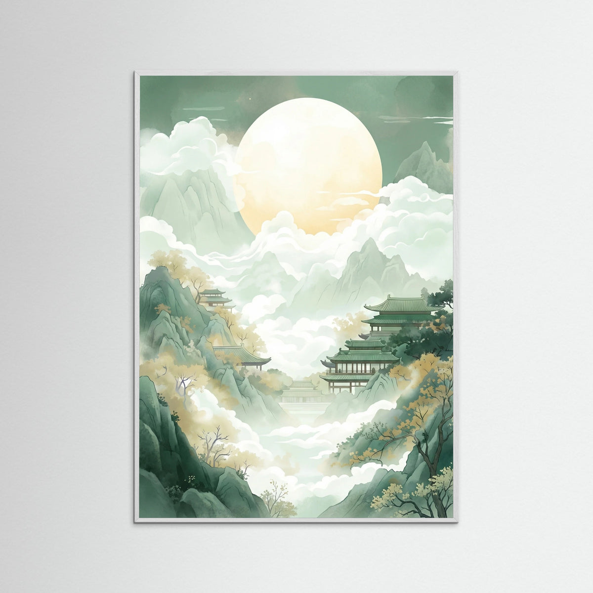 White Wood Jade Peaks Serenity