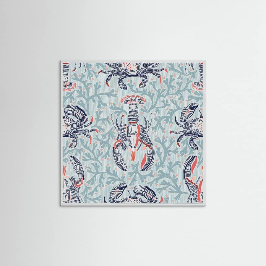 Lobster and crab coastal nostalgia mint pattern Poster – poster and art print