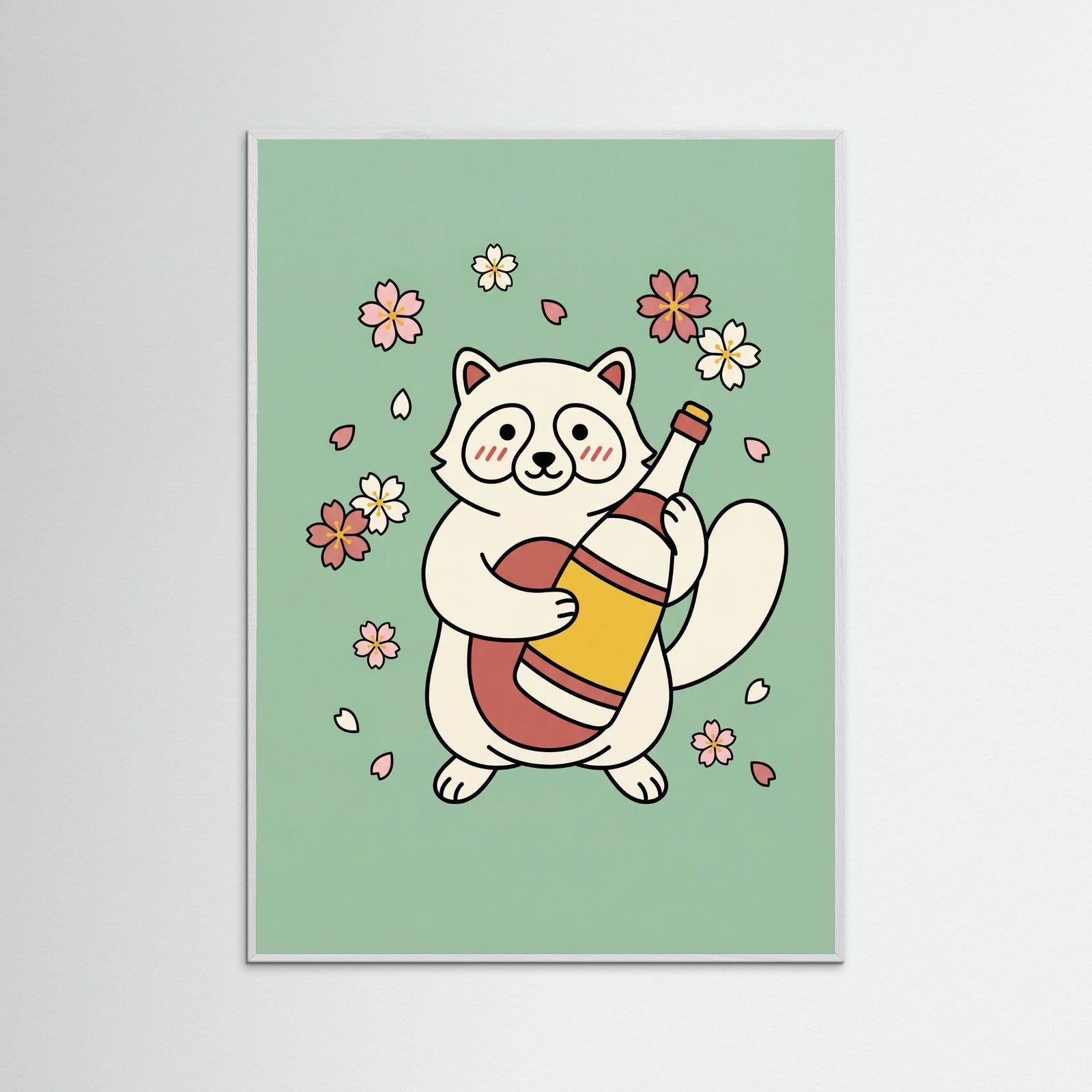 White Wood Lucky Ramen Cat