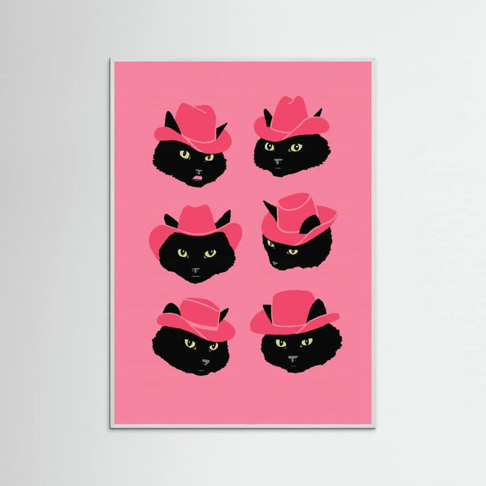 White Wood Marcy the Cowgirl Cat Poster