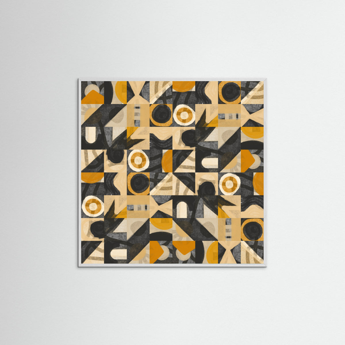 White Wood Mid Century Grid Pattern Eight Poster