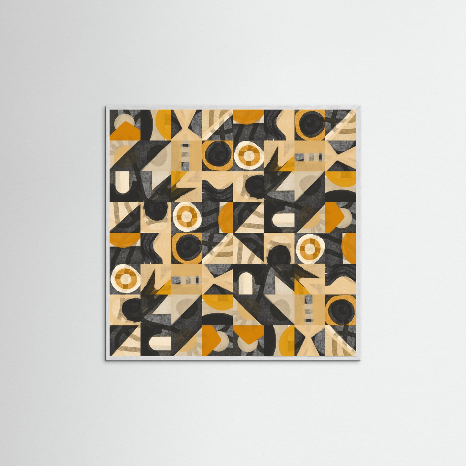 White Wood Mid Century Grid Pattern Eight Poster