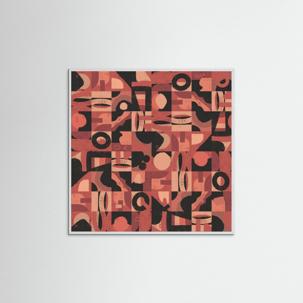 White Wood Mid Century Grid Pattern Nine Poster