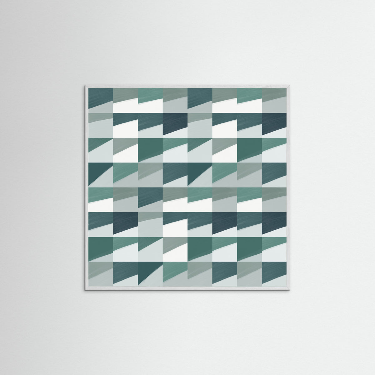 White Wood Mid Century Grid Pattern Seven Poster