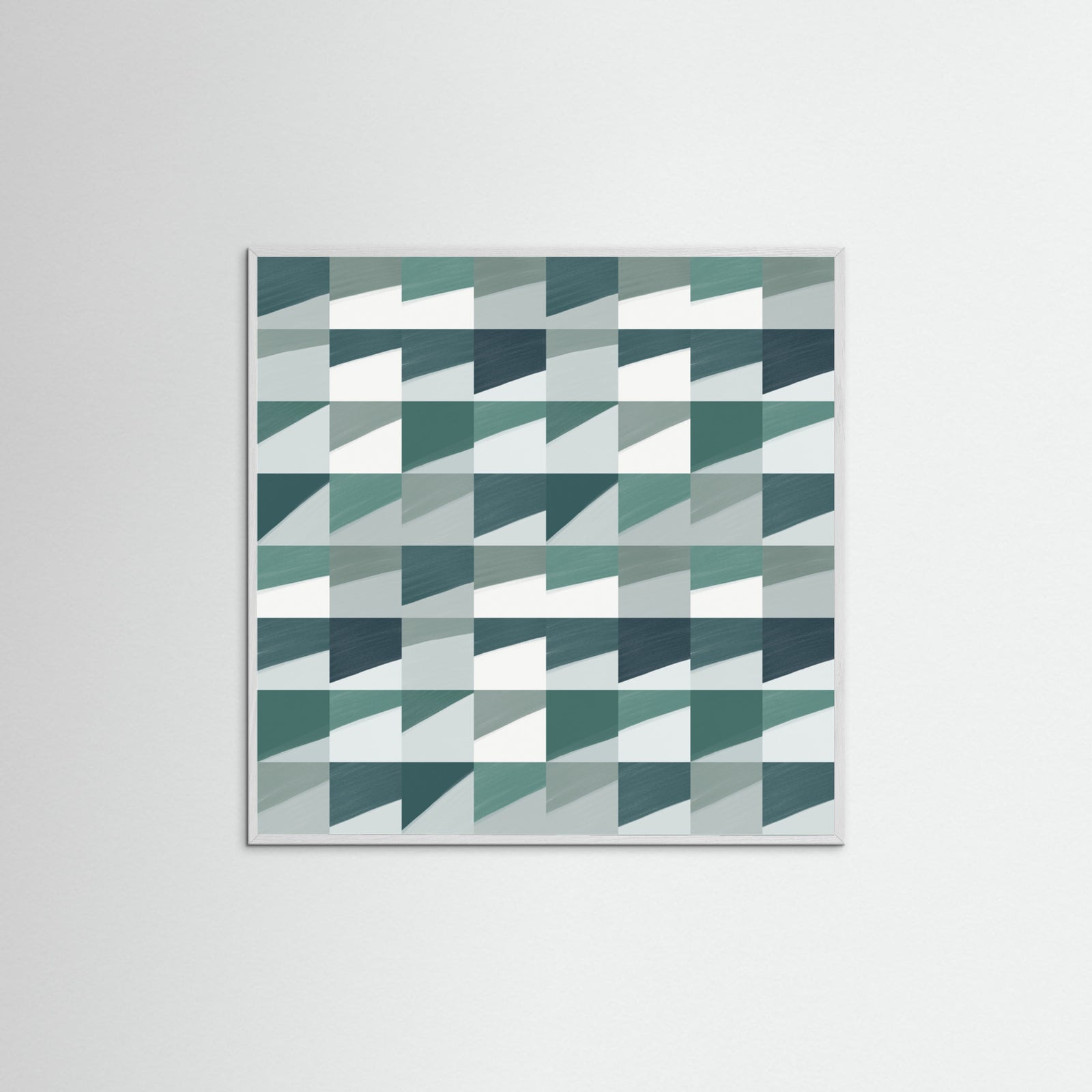 White Wood Mid Century Grid Pattern Seven Poster