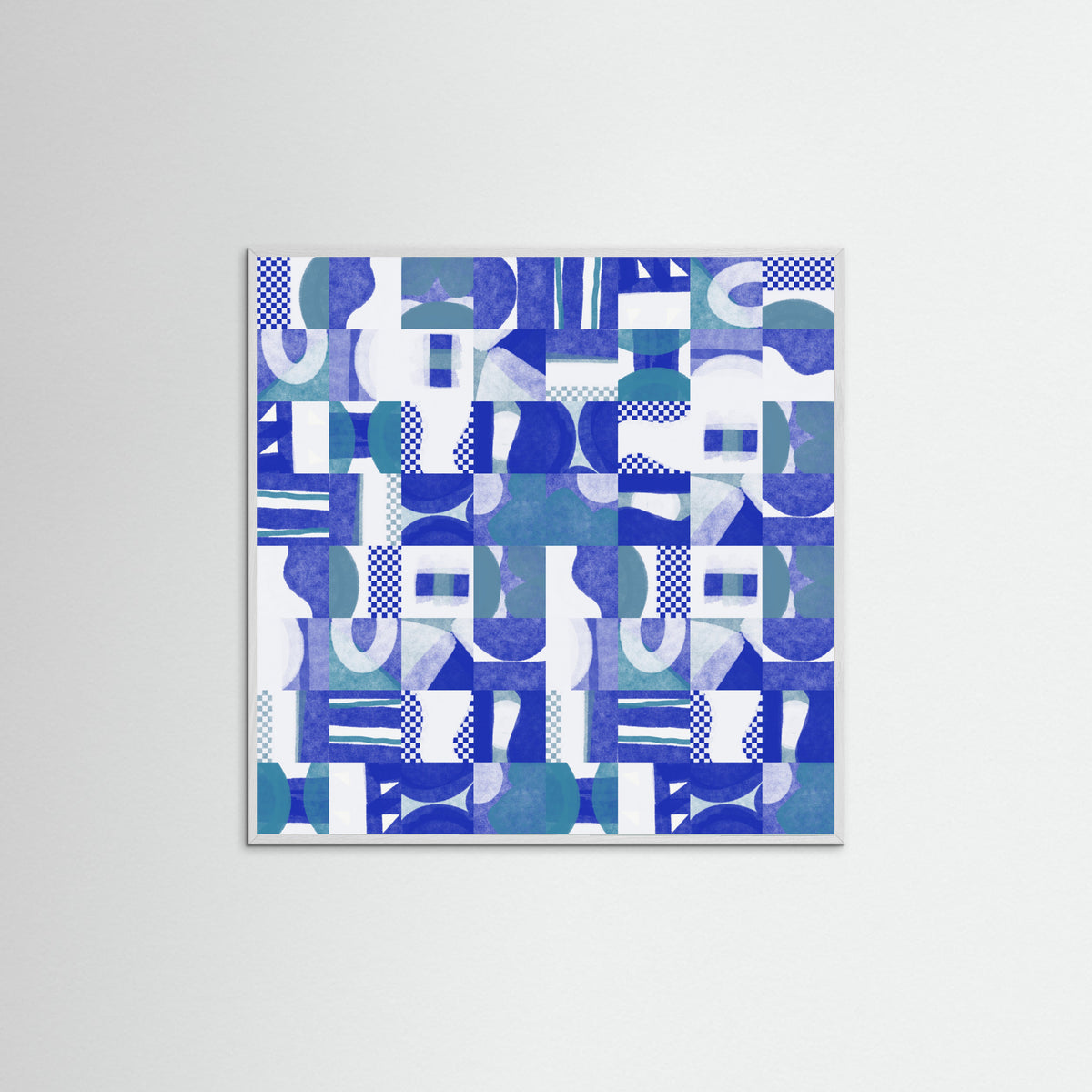 White Wood Mid Century Grid Pattern Six Poster