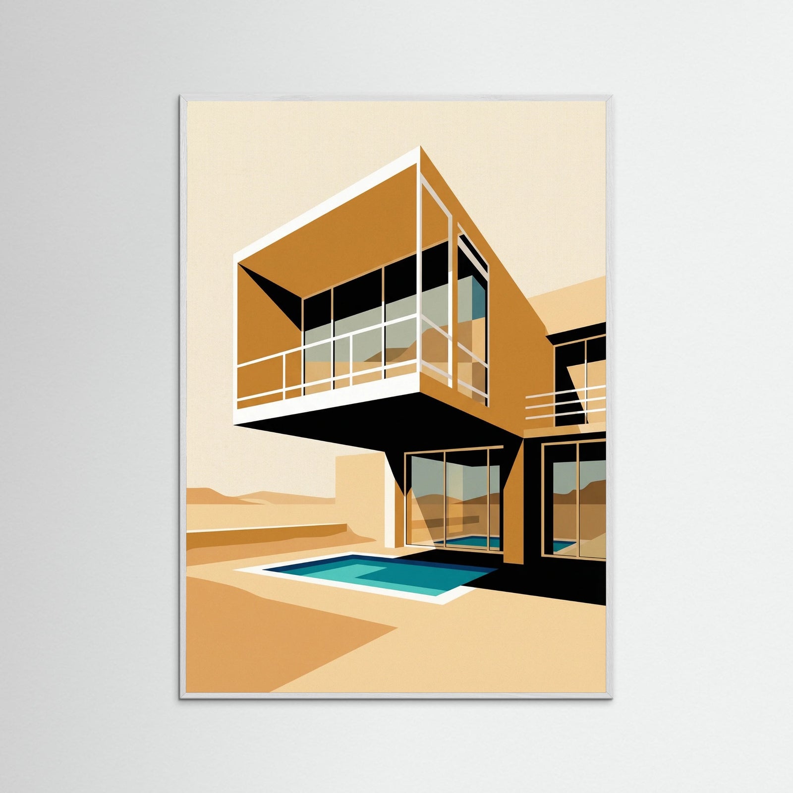 White Wood Modernist Villa Study