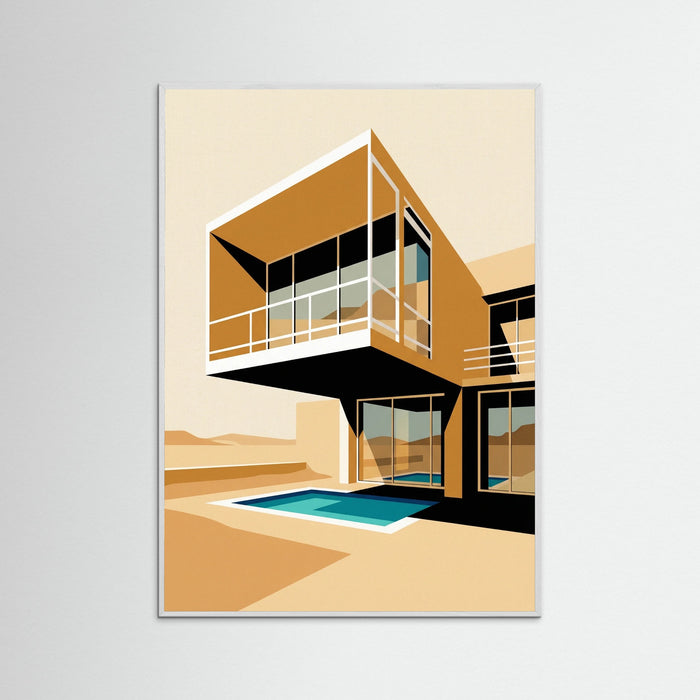 White Wood Modernist Villa Study