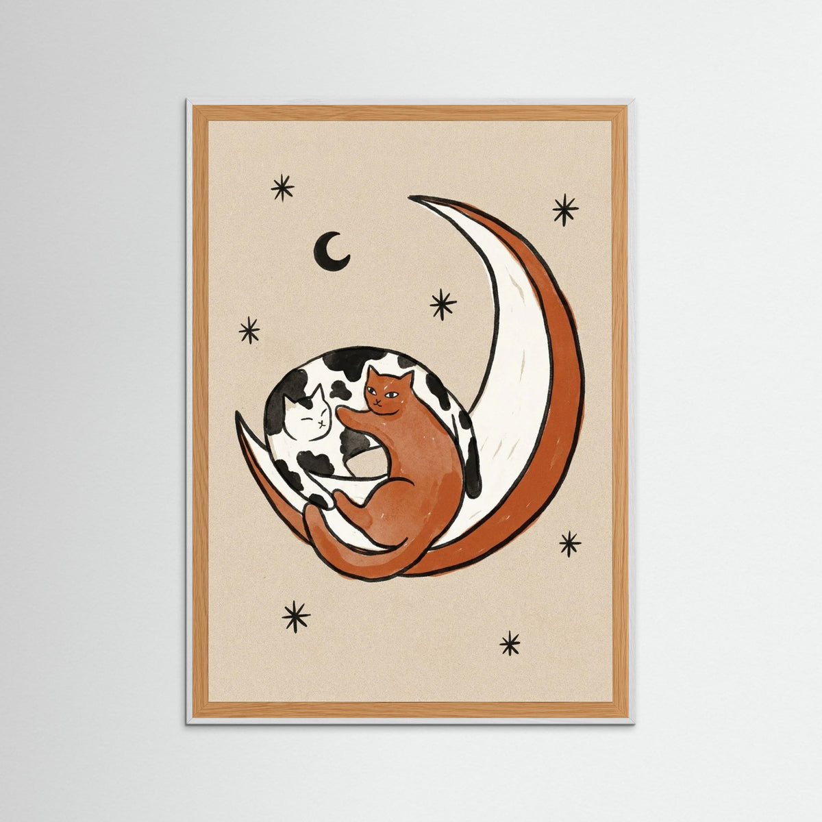 White Wood Moonlit Cat Companions