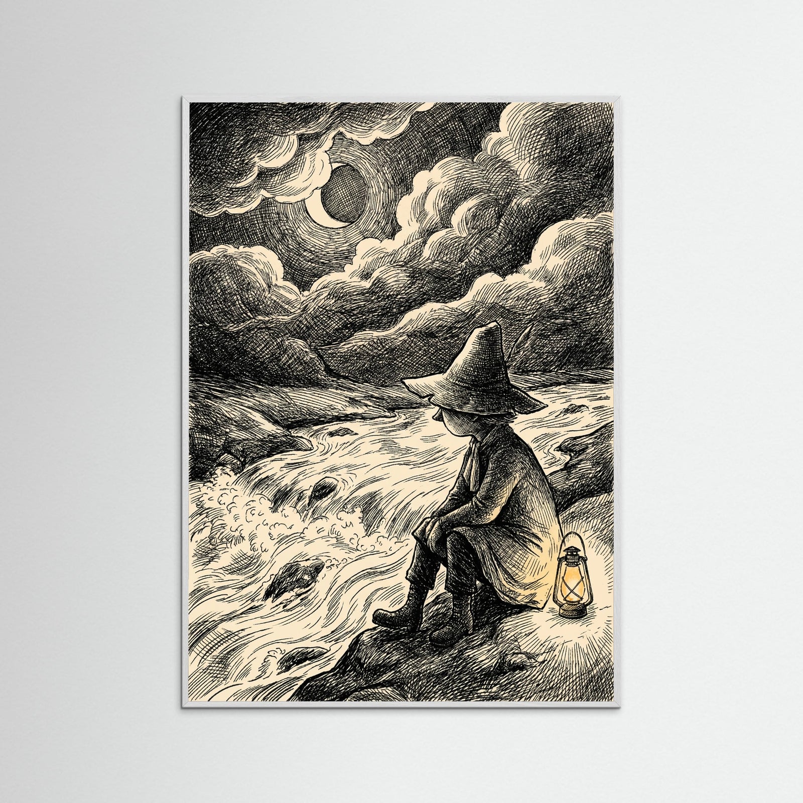White Wood Moonlit Moomin Encounter